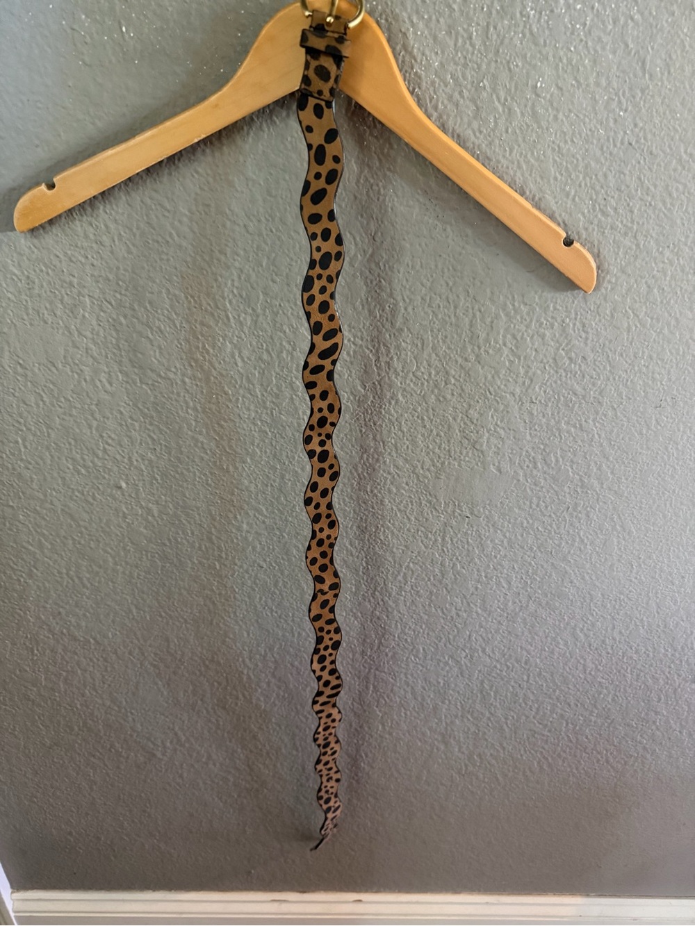 Boden Leopard Calf Hair Print skinny Belt Boho Y2K Leather waist 37